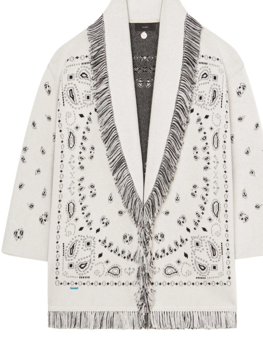 Jacquard cashmere Bandana cardigan Alanui Women fringed 0721
